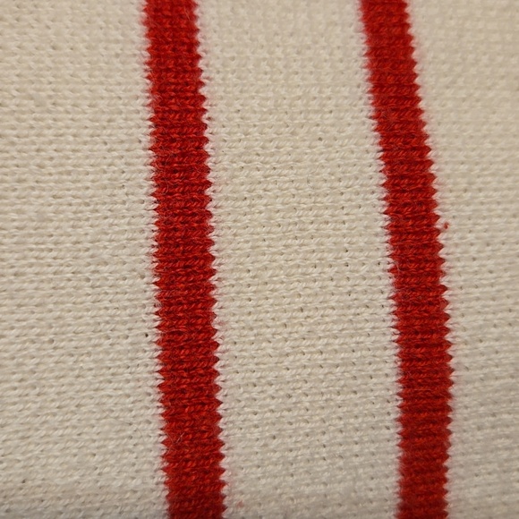 J. Crew Cotton Knit Nautical Red and White Striped Zipper Sides Pullover Sweater - Picture 10 of 12